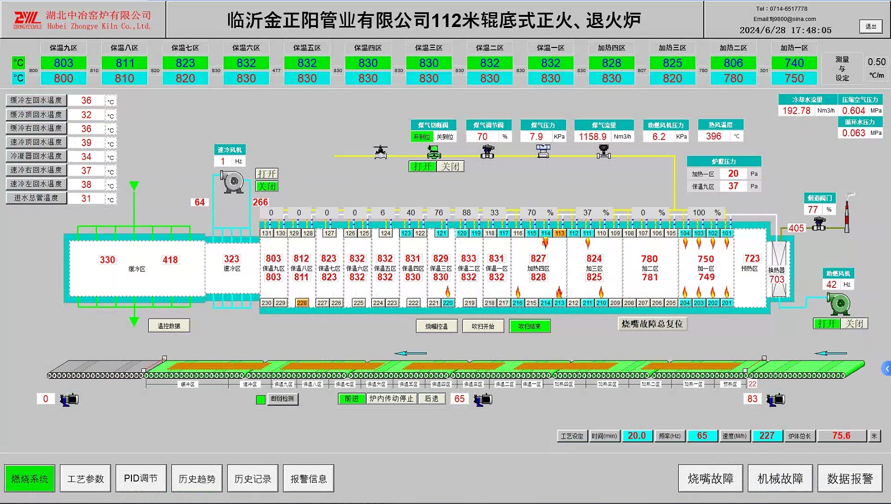 金正陽112m輥底式正火、退火爐控制系統(tǒng)